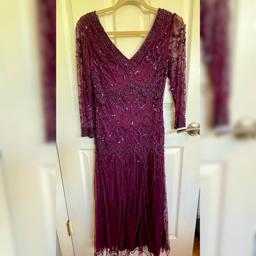 Pisarro Nights Purple Beaded Gown